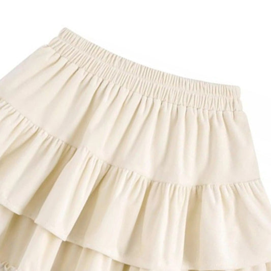 Ballet-style dress with ruffle lace trim and half-sleeve design