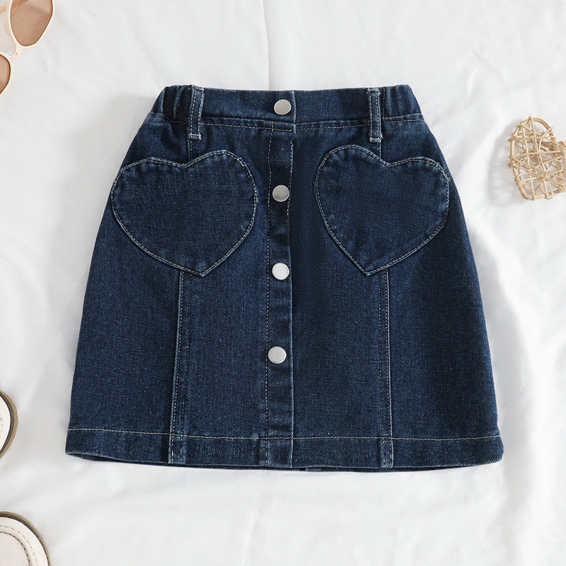 Cowboy-style Chic Girls Fashionable Heart-shaped Skirt