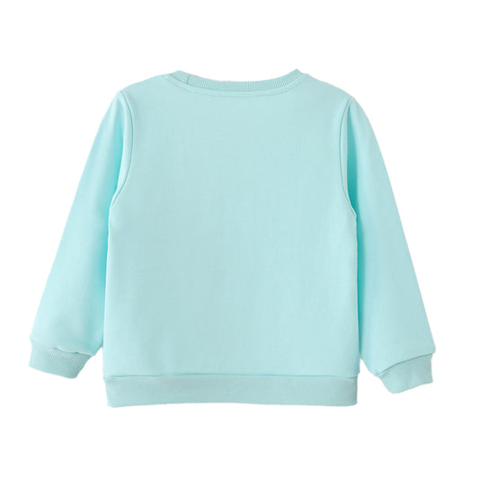 Girls Embroidered Round-Neck Short-Sleeved Knit Cotton Sweatshirt for Children