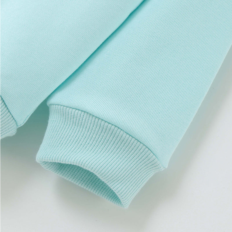 Girls Embroidered Round-Neck Short-Sleeved Knit Cotton Sweatshirt for Children