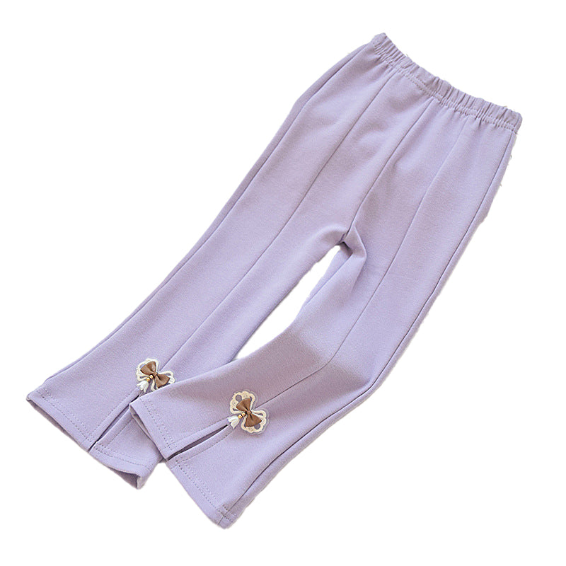 Pure cotton elastic thin leggings for little girls