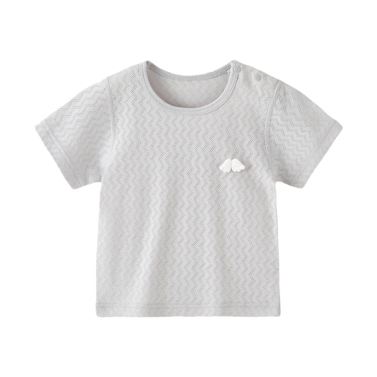 Cotton baby boys short-sleeved round-neck T-shirt, 100% cotton
