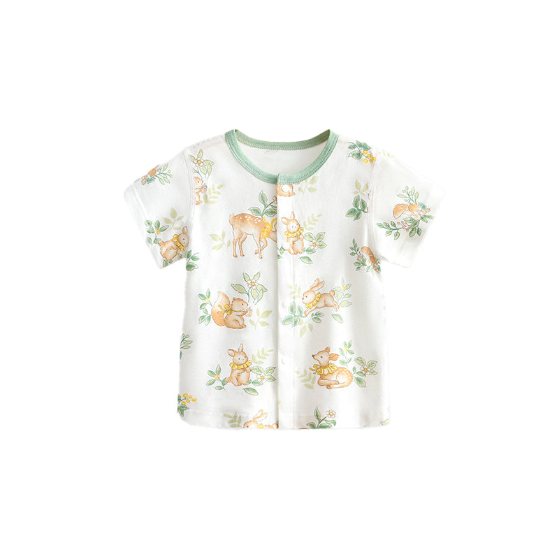 100% cotton baby boys breathable thin-fabric shirt with cute short sleeves
