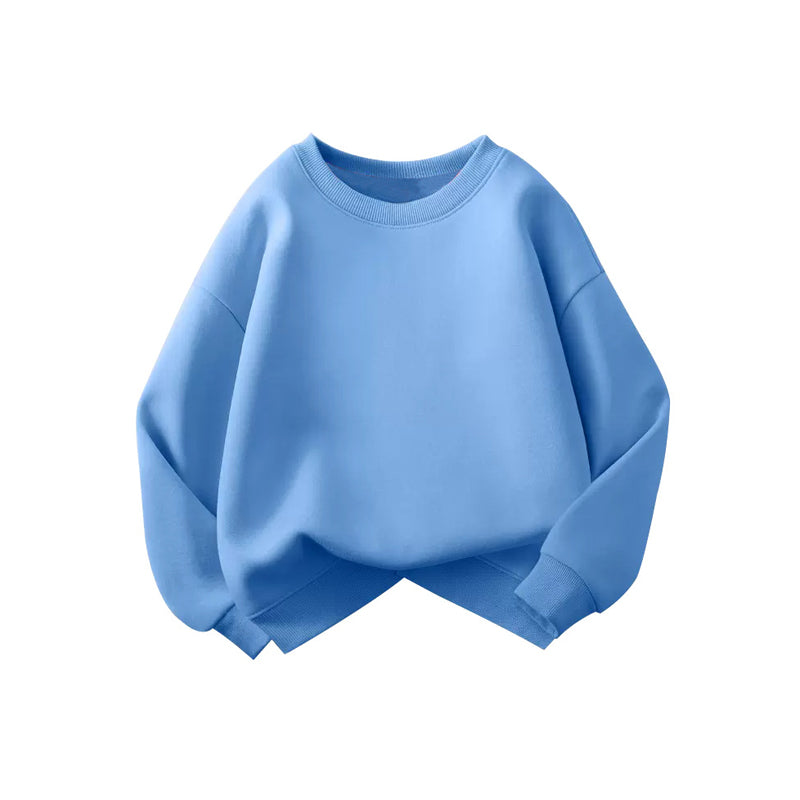 Printed solid-color hoodie sweater