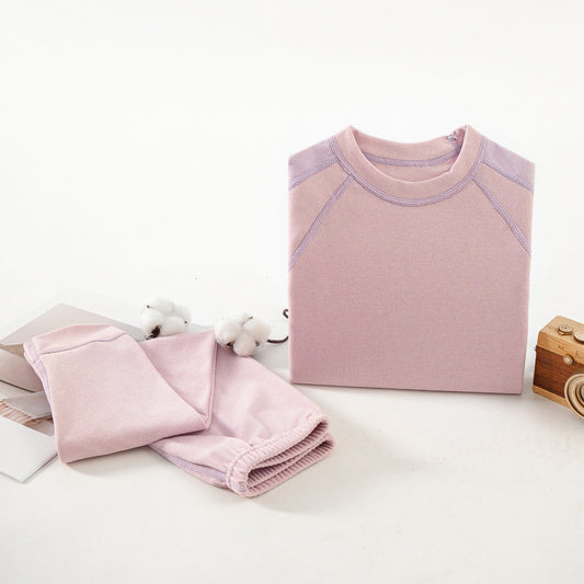 Children's thermal underwear, autumn and winter thermal underwear, girls' and boys' base layer shirts, teenagers' patchwork set