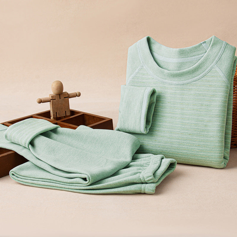 Children's pajamas, wool and silk thermal underwear set for boys and girls, with fleece lining, suitable for older children and students.