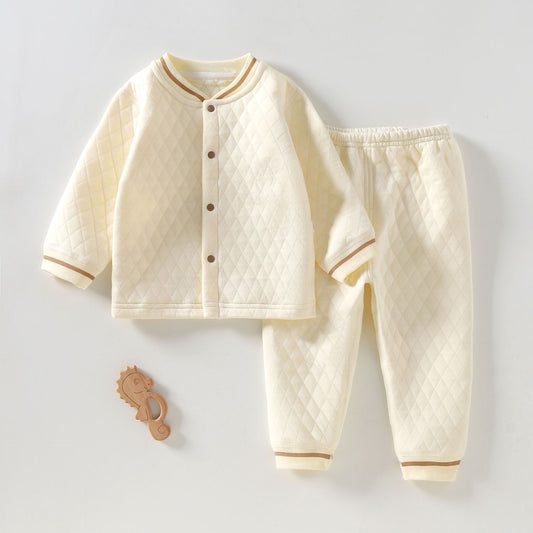 Infant and toddler three-layer thermal set, Category A, two-piece thermal underwear, base layer, baby cotton set