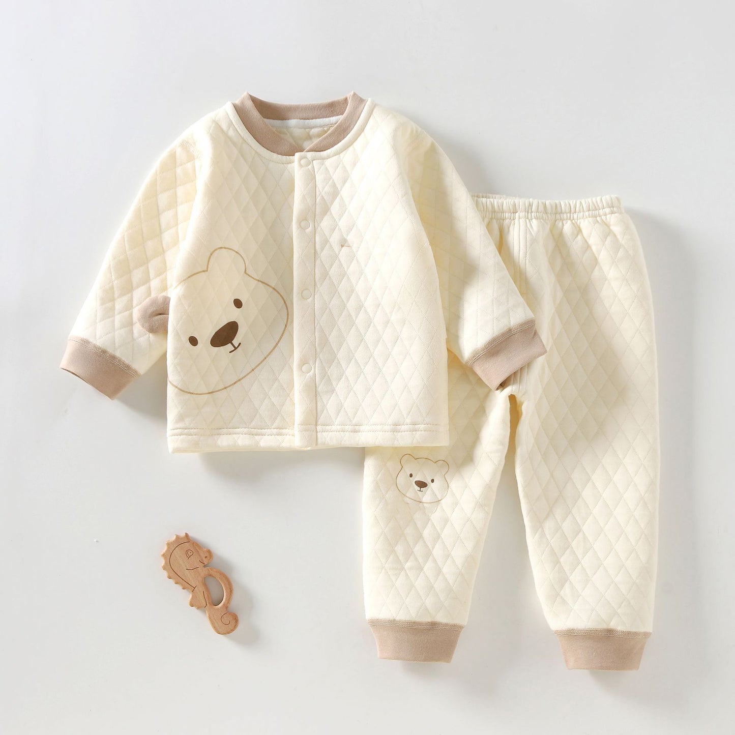 Infant and toddler three-layer thermal set, Category A, two-piece thermal underwear, base layer, baby cotton set