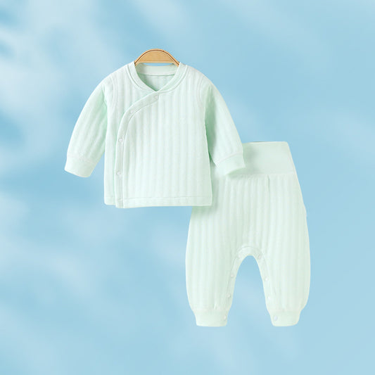 Baby winter warm newborn baby two-piece clothes, quilted children's winter underwear, high-waisted belly protector