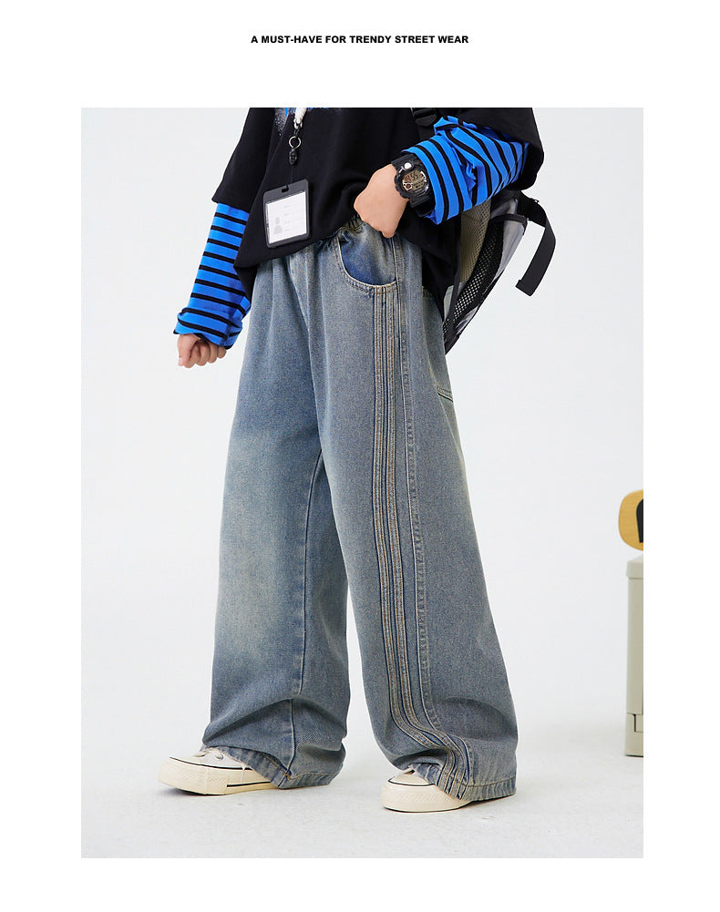 Spring casual loose straight-leg pants for children from the Middle and Large Size range of the Teenager collection.
