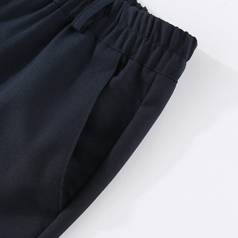 New style boys' suit long pants with elastic waist, wrinkle-resistant and non-iron black trousers