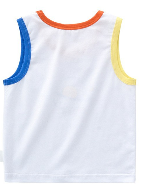 Summer new children's vest, cartoon printed, stylish and versatile sleeveless top, thin and breathable