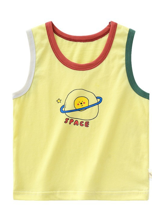 Summer new children's vest, cartoon printed, stylish and versatile sleeveless top, thin and breathable