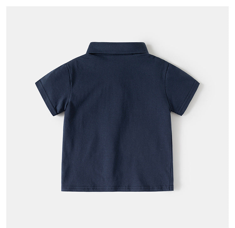 2026 New Children's Summer Set, Boys' Short Sleeve Polo Shirt & Cropped Pants Two-Piece Set, Baby Lapel Suit