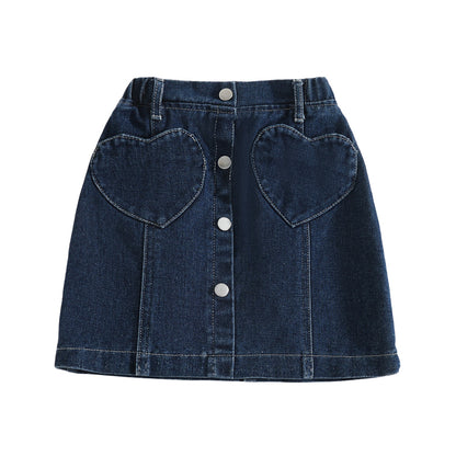Cowboy-style Chic Girls Fashionable Heart-shaped Skirt