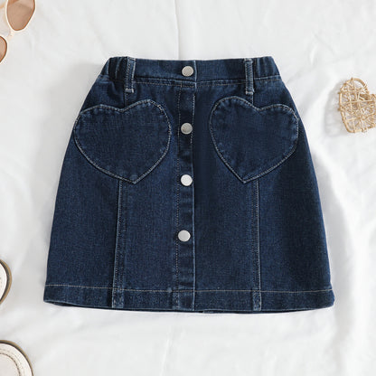 Cowboy-style Chic Girls Fashionable Heart-shaped Skirt