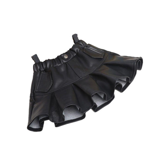 Elegant leather skirt for autumn and winter, with fleece-lined padded half-skirt