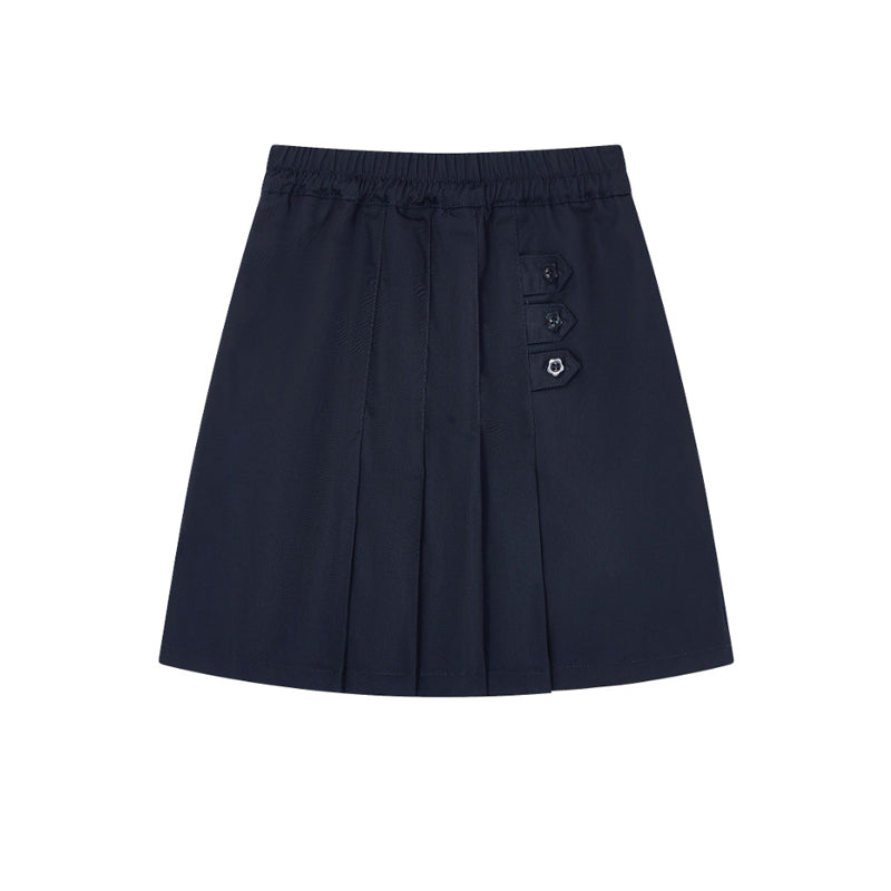 Cyan Blue Pleated Skirt - College Style Children's Half-Skirt