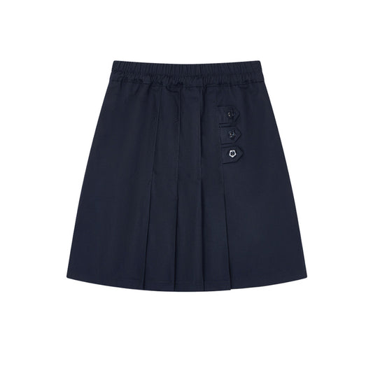 Cyan Blue Pleated Skirt - College Style Children's Half-Skirt