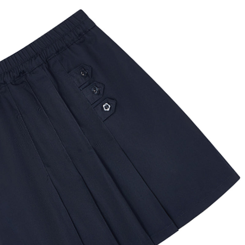 Cyan Blue Pleated Skirt - College Style Children's Half-Skirt