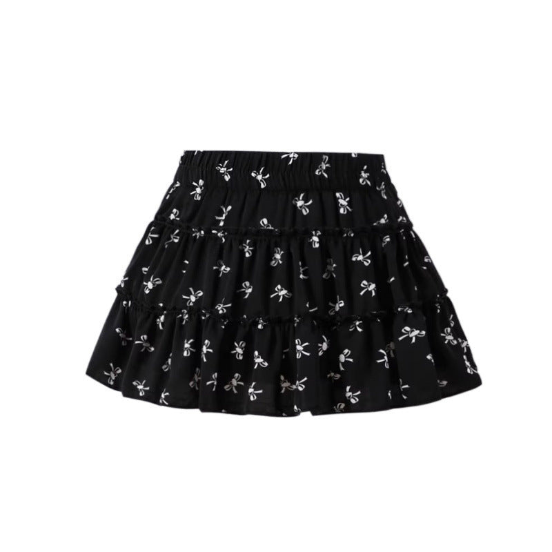 Floral Short Skirt, French-style Half-skirt