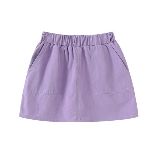 Solid-colored, stylish and versatile short skirt for children – cute cotton half-skirt