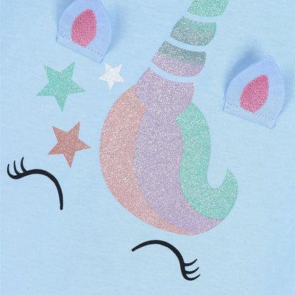 Fashionable Unicorn Print Children's Round Neck T-shirt