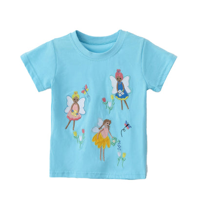 Flower Fairy Embroidered Sweatshirt Knit Cotton Round Neck T-shirt