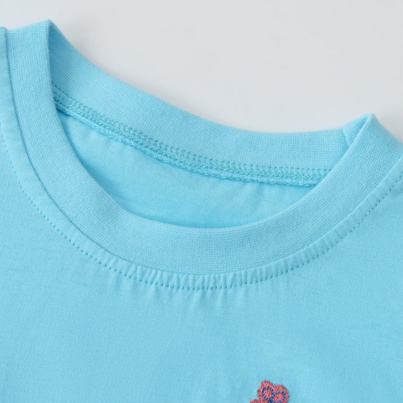 Flower Fairy Embroidered Sweatshirt Knit Cotton Round Neck T-shirt