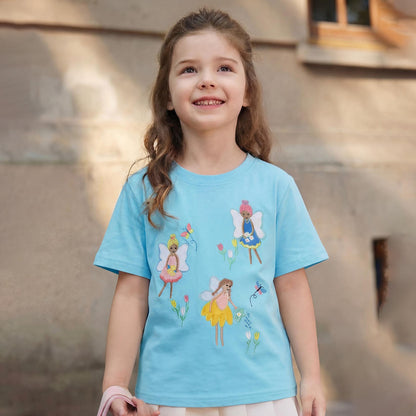 Flower Fairy Embroidered Sweatshirt Knit Cotton Round Neck T-shirt