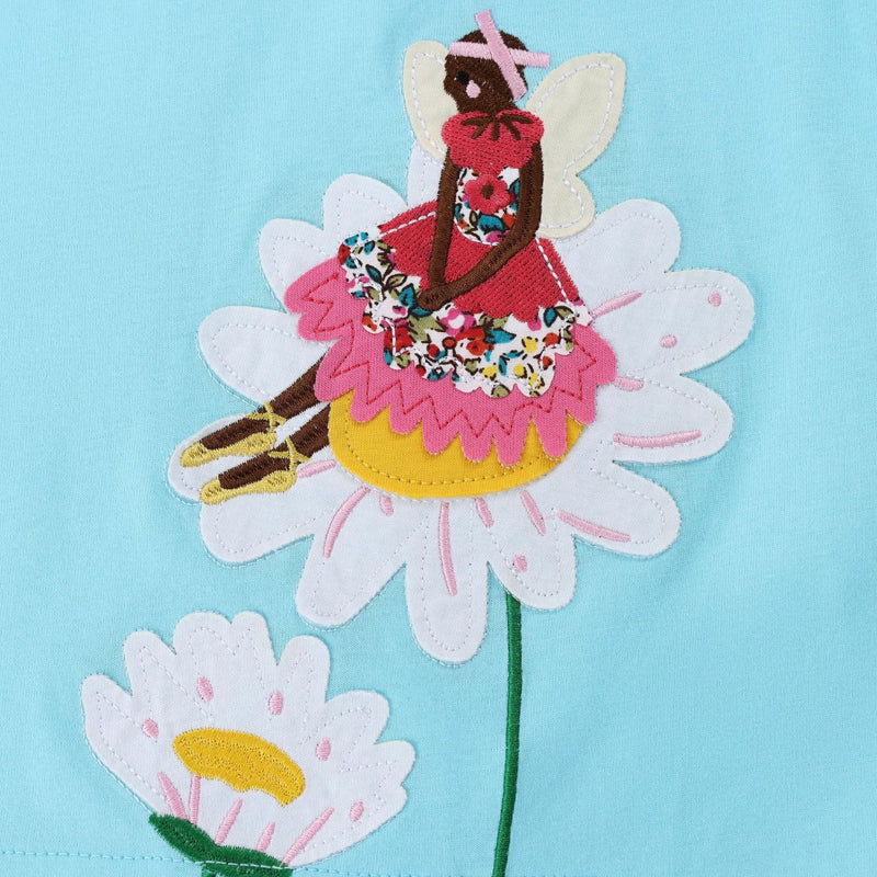 Fashionable Daisy Fairy Embroidered Children's Round-neck T-shirt