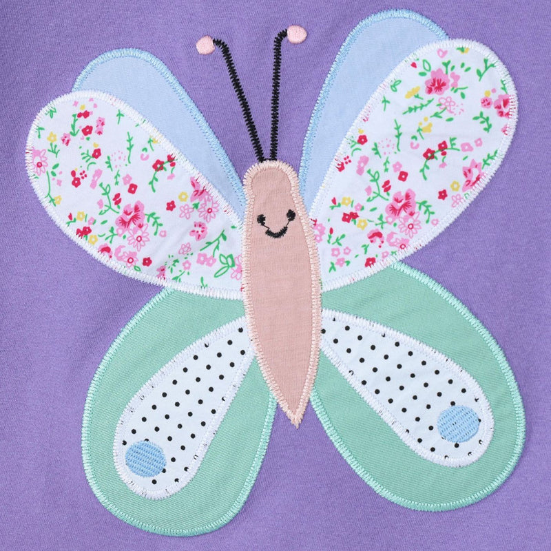 Girls Fashion Butterfly Embroidered Round-neck Children's T-shirt