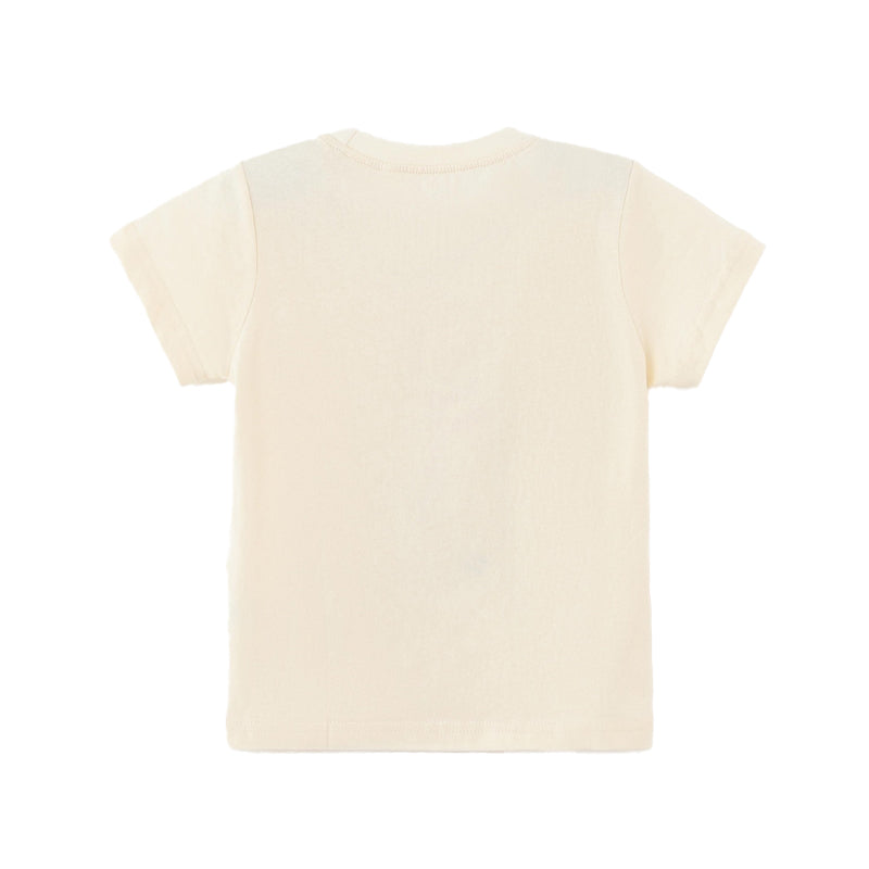 Fashionable three-dimensional sheer skirt with rabbit print, children's round-neck T-shirt