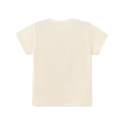 Fashionable three-dimensional sheer skirt with rabbit print, children's round-neck T-shirt