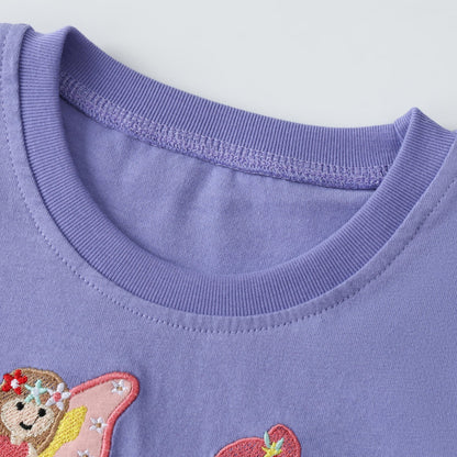 Children's Butterfly Fairy Embroidered Sweatshirt Knit Round Neck T-shirt