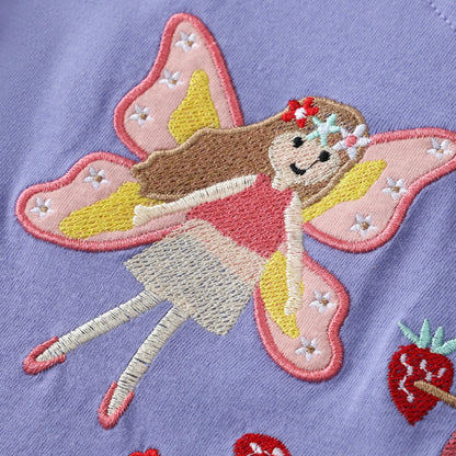 Children's Butterfly Fairy Embroidered Sweatshirt Knit Round Neck T-shirt