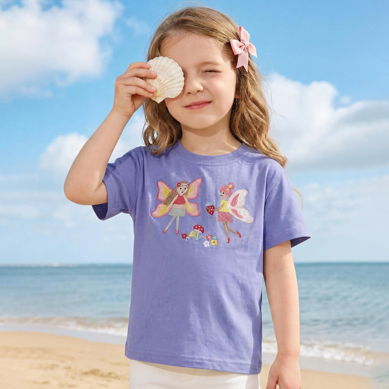 Children's Butterfly Fairy Embroidered Sweatshirt Knit Round Neck T-shirt