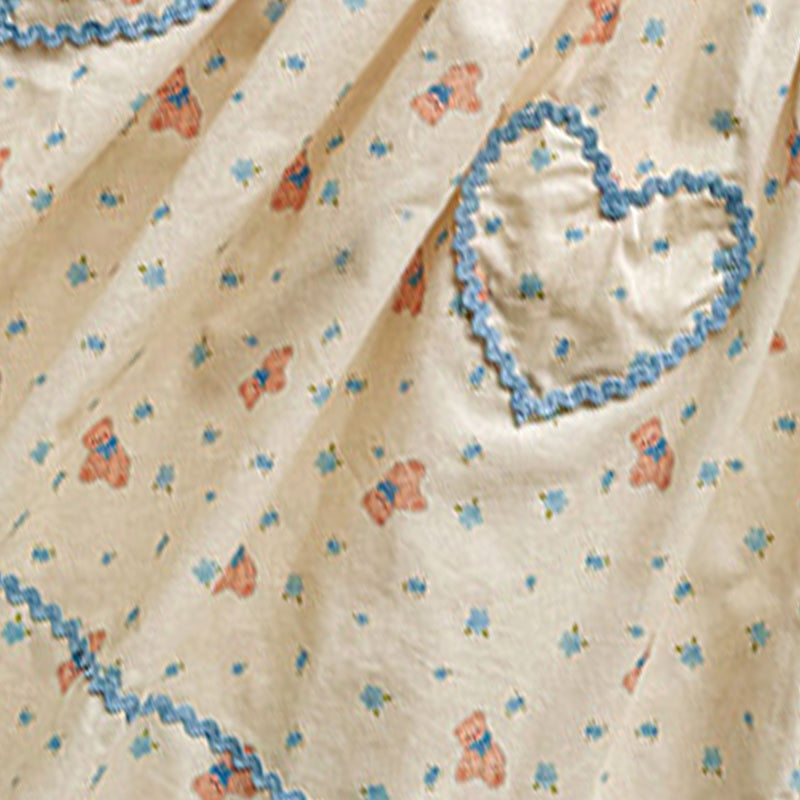 Little Bear Embroidered Navy Lapel Girls Dress