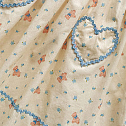 Little Bear Embroidered Navy Lapel Girls Dress