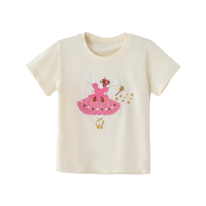 Solid-color Ballet Fairy Embroidered Sweatshirt with Knitted Round Neck T-shirt