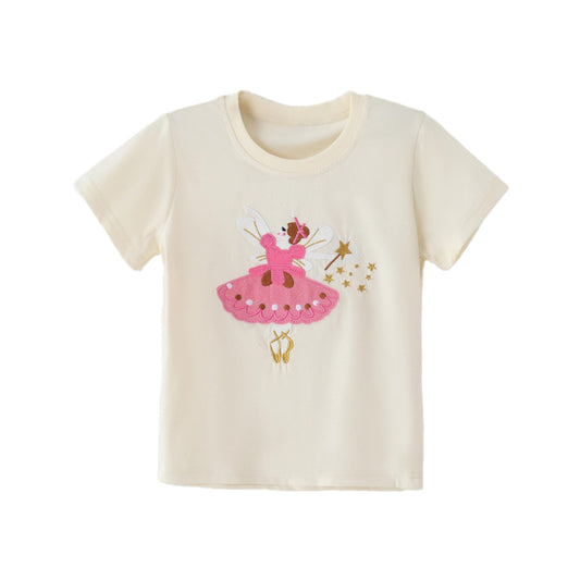 Solid-color Ballet Fairy Embroidered Sweatshirt with Knitted Round Neck T-shirt