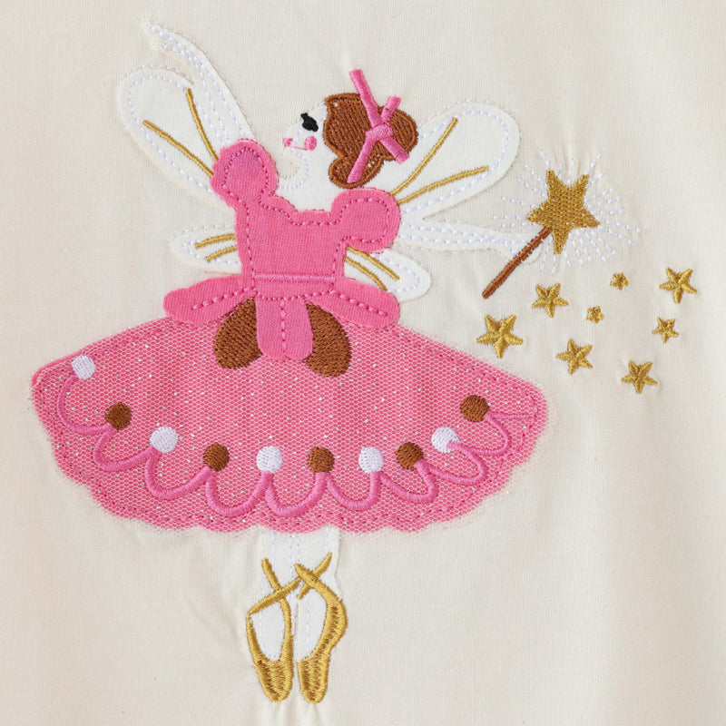Solid-color Ballet Fairy Embroidered Sweatshirt with Knitted Round Neck T-shirt