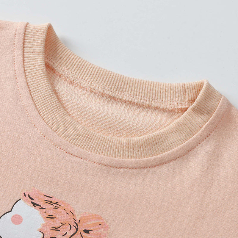 Rabbit Girl Mesh Print Cute Cartoon Girls Hoodie