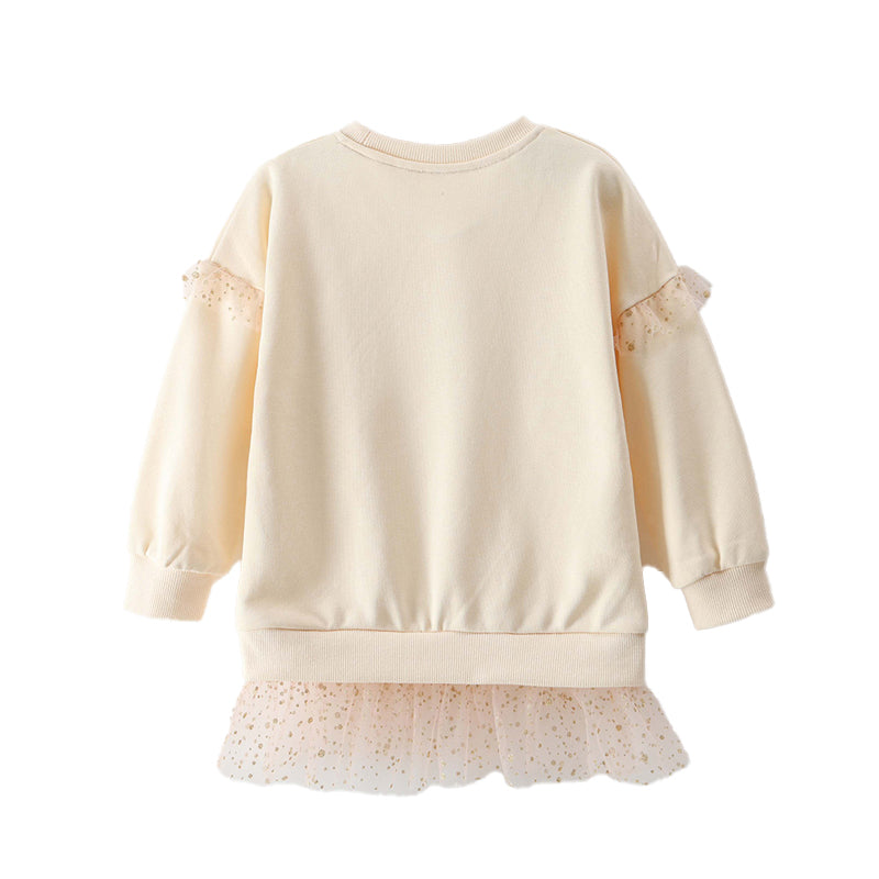 Cute animal-themed print mesh hoodie long-sleeve girls hoodie