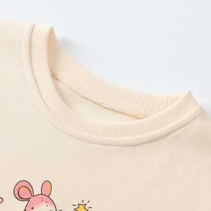 Cute animal-themed print mesh hoodie long-sleeve girls hoodie