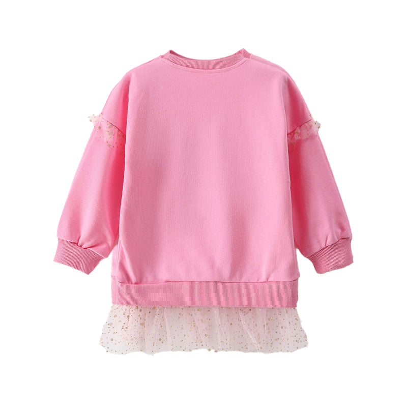 Cute pink embroidered long-sleeved hoodie for girls