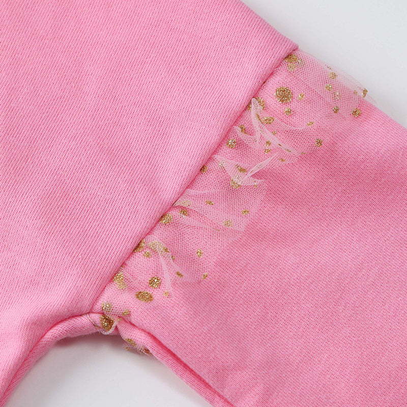 Cute pink embroidered long-sleeved hoodie for girls