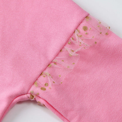 Cute pink embroidered long-sleeved hoodie for girls