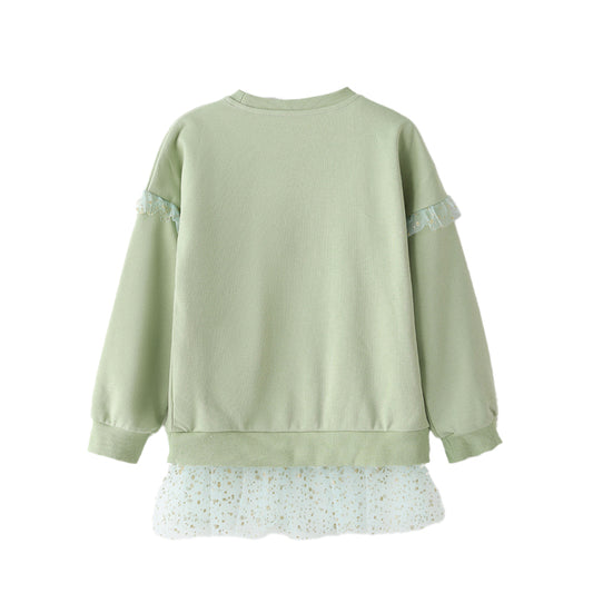 Fairy Girl Long-Sleeved Embroidered Mesh Children’s Hoodie