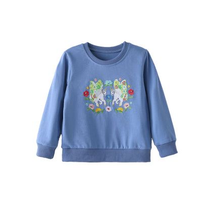 Long-sleeved baby cartoon cute embroidered cotton girls hoodie
